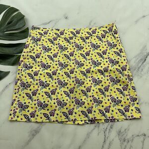 Polo Golf Ralph Lauren Womens Skort Size 2 Yellow Pink Paisley Floral Stretch